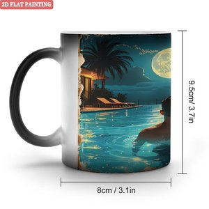 Mug à café en céramique noir givré 11 oz, tasse magique changeant de couleur à la chaleur, détente à la maison - Product Image 1