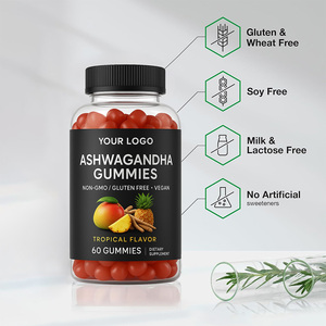 Vegan Ashwagandha Gummies hương vị nhiệt đới không biến đổi gen không chứa gluten 60 phần bổ sung hàng ngày - Product Image 4