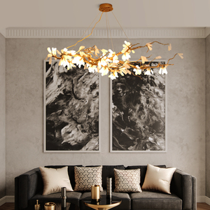Lámpara de Cristal de Lujo para Sala de Estar, Estilo Villa, con Ramas de Cobre, Lámpara de Araña Moderna Ovalada de Piedra para Estudio, Té y Comedor HM-GG-C-6073S - Product Image 6