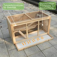 Cage à hamster moderne de luxe en bois à trois niveaux 94,5x48,5x49,5cm, assemblée avec plateformes, échelle, nichoir, écologique, toutes saisons