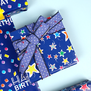 Papel brillante recubierto de silicona virgen desechable de lujo de 80g, envoltorio de regalo elegante con temas de cumpleaños - Product Image 1