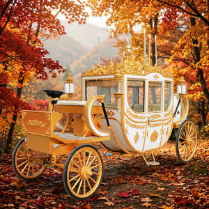 Calèche royale électrique avec sculpture dorée, véhicule touristique à quatre roues en acier durable, à vendre - Product Image 1