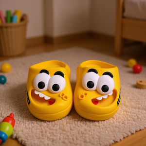 Pantofole Gialle con Faccia Cartoonesca per Bambini Taglia 18-35 Suola Antiscivolo in EVA per Tutte le Stagioni - Product Image 2