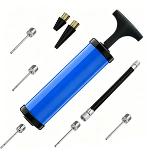 Pompe à air portable mini gonflable ActEarlier bleue et rouge pour ballon de basket, ballon de football, ballon de yoga avec plusieurs embouts - Product Image 3