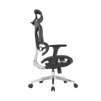 Chaise de bureau moderne de luxe Vantervi, dossier haut réglable, support lombaire en maille métallique, base pivotante en aluminium, garantie de 60 mois