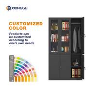 Armoire de bureau multifonction en acier avec porte vitrée, rangement de dossiers, penderie verrouillable, organisateur de vêtements pour l'archivage au bureau