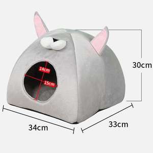 Cama para Gatos con Forma de Árbol de Navidad, Cálida para Invierno, Ecológica, Cama Sólida para Mascotas, con Lazo de Peluche, Cama para Gatos Tipo Yurta Mongol, Nido Seguro - Product Image 5