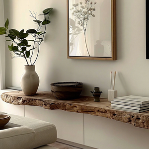 Mobile TV in Legno Massello, Decorazione Rustica per <span class=keywords><strong>Soggiorno</strong></span>, Supporto TV Sospeso a <span class=keywords><strong>Parete</strong></span> - Product Image 1