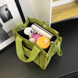 Japanse Canvas Tote Messenger Bag Eenvoudige Veelzijdige Handheld Lunch Tas Grote Capaciteit Student Handtassen