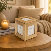 Boîte à photos personnalisable en bois de chêne peint écologique, cube à photos, boîte à souvenirs, logo personnalisé, design moderne pour la décoration de bureau