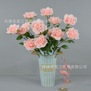 ดอกกุหลาบประดิษฐ์สีเหลืองจาก Dongchen Crafts ดอกไม้ผ้าไหมสำหรับตกแต่งสวน แจกันบ้าน และงานแต่งงาน - Product Image 3