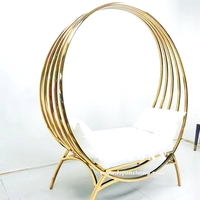 Canapé à cadre en acier inoxydable doré en forme de cercle pour les couples pour les mariages et les repas Chaises de salle à manger confortables