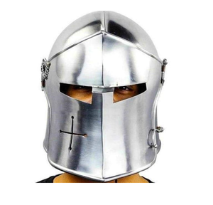 Casco de caballero decorativo, tocado de estilo de armadura coleccionable hecho a mano plateado pulido para exhibición, decoración del hogar y eventos - Product Image 4