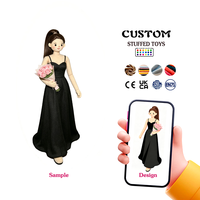 Poupée en peluche personnalisée noire en robe longue pour fille, vente directe d'usine, commande selon l'image pour des poupées de haute qualité, jouet en peluche sur mesure