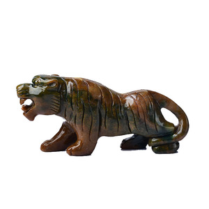 Sculptures d'animaux en pierre naturelle et cristal, sculptures en pierres précieuses, sculptures de tigre en jaspe océanique pour ornements de table - Vente en gros - Product Image 6