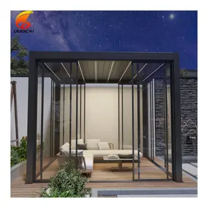 Pérgolas de lujo Sistemas de pérgola de aluminio para exteriores Pérgola bioclimática de aluminio Gazebo impermeable Gazebo de madera con techo de aluminio