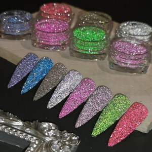 Ensemble de poudre scintillante réfléchissante 8 couleurs Sparkle Diamond Nail Glitter Dust Shiny Sugar Nail Powder Tremping Pigment Loose Nail - Product Image 3