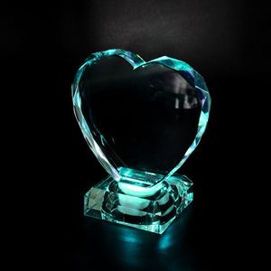 Pujiang Venta al por mayor Personalizado Hecho a mano DIY Adorno de marco de fotos de cristal con dije de corazón Trofeo en blanco Base LED Grabado con láser - Product Image 4