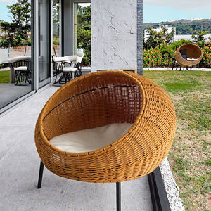 Cama y Jaula para Mascotas Pequeñas, Tejida a Mano con Mimbre de Resina de Ratán PP, Transpirable, Refrescante para el Verano, Extraíble y Lavable - Product Image 3