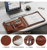 Porte-chèques professionnel extra-large Haoran en cuir PU avec logo personnalisé, classeur à anneaux X