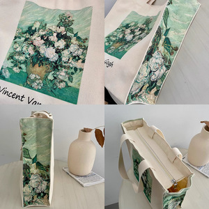 Bolsa <span class=keywords><strong>de</strong></span> Lona <span class=keywords><strong>de</strong></span> Algodón Orgánico <span class=keywords><strong>de</strong></span> Alta Calidad al por Mayor con Diseño <span class=keywords><strong>de</strong></span> <span class=keywords><strong>Rosas</strong></span> y Cierre <span class=keywords><strong>de</strong></span> Cremallera, Inspirada en Vincent <span class=keywords><strong>Van</strong></span> <span class=keywords><strong>Gogh</strong></span> - Product Image 3