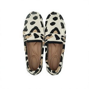 Leopard Print Knit Slip on Flats Women Loafers Breathable Round Toe Casual <b>Shoes</b> for Spring Summer Autumn Winter - Product Image 4