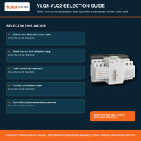 Commutateur de transfert automatique YORA ATS CB Classe Double Alimentation Triphasé 4 Pôles 63A 125A 250A 400A 630A 800A pour Commutation Hors/Sur Réseau et Générateur