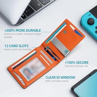 Tarjetero y billetera de fibra ultrafina para hombre y mujer con 12 ranuras para tarjetas, fundas para tarjetas con bloqueo RFID y clip para billetes