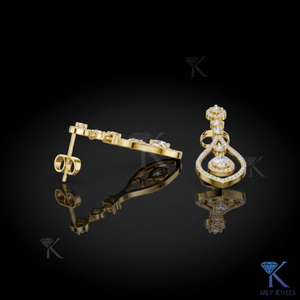 Boucles d'oreilles pendantes en forme de goutte d'eau en diamant de laboratoire, plaqué or massif 18 carats, certifiées IGI, luxe, pavé, forme poire ouverte, bijoux fins pour femmes - Product Image 2