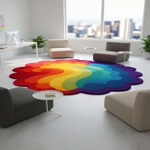 Modern Hand Tufted Rainbow Gradient Area Rug Soft Plush Carpet for Living Room Bedroom Kids Room Artistic Decorative <b>Floor</b> <b>Cover</b> - Product Image 4