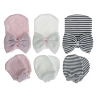Ensemble bonnet et mitaines pour nouveau-né de 0 à 3 mois, chapeau unisexe pour garçon et fille, cadeaux pour hôpital