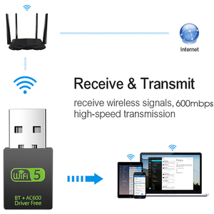 Custmozied 600Mbps <span class=keywords><strong>Wifi</strong></span> 2 trong 1 không dây USB Adapter AC600 BT <span class=keywords><strong>WIFI</strong></span> USB thiết bị cho máy tính để bàn - Product Image 6