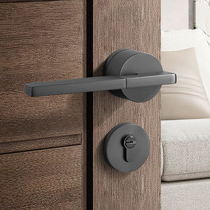 Alliage <span class=keywords><strong>de</strong></span> zinc noir mat intérieur levier avant poignée <span class=keywords><strong>de</strong></span> <span class=keywords><strong>porte</strong></span> en laiton cylindre accessoires poignée <span class=keywords><strong>de</strong></span> <span class=keywords><strong>porte</strong></span> Rosette serrure ensemble pour <span class=keywords><strong>porte</strong></span> en bois - Product Image 6