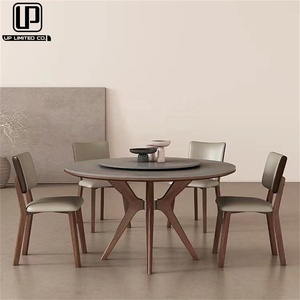 Juego de Mesa y Sillas de Comedor Redondas de Madera y Mármol de Estilo Europeo y Americano de Primera Calidad Personalizado con Plato Giratorio - Product Image 2