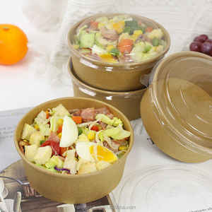 Bol en papier rond jetable pour salade <span class=keywords><strong>Poke</strong></span> avec couvercle en PET - Product Image 3