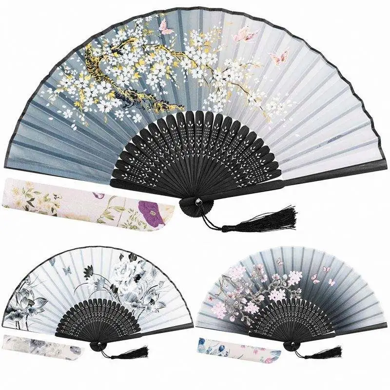 Chinese Stijl Zwarte Vintage Handfan Opvouwbare Fans Dansen Huwelijksfeest Favo Dansfeest Vouwende Fans