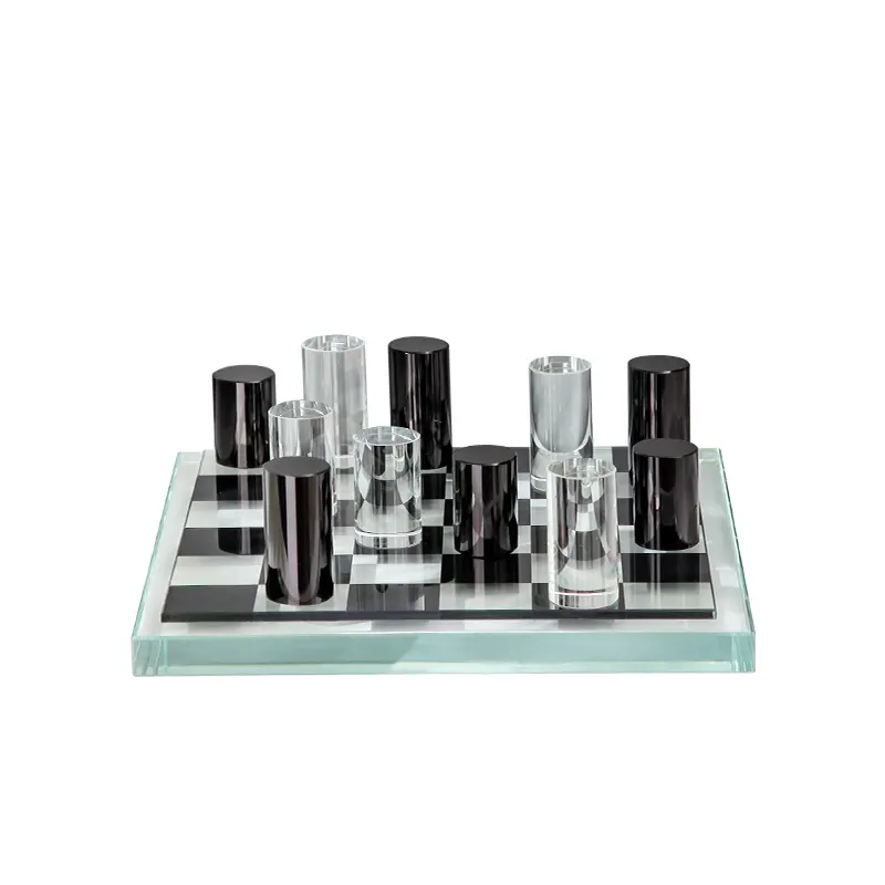Jeu d'échecs en cristal de luxe moderne, décoration de la maison, ornement en cristal, jeu d'échecs décoratif