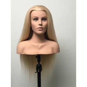 Nhà Máy Giá 29Inch 230G 100% Con Người Tóc Mannequin Châu Âu Mặt Đào Tạo Mannequin Đầu Với Vai Cho Thợ Làm Tóc - Product Image 2