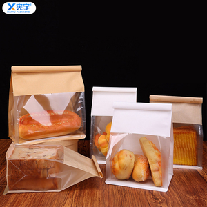 In Stock Brown White Toast Bakery Kraft Paper Bread Bag Waterproof Oilproof Flat Bottom With Clear Window for Sandwich Hot Dog - Product Image 5
