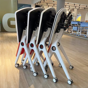 Nhà máy bán di chuyển ròng rọc gấp bảng trường học và văn phòng gỗ gấp bảng và ghế để sử dụng trong đào tạo sinh viên lớp học - Product Image 4