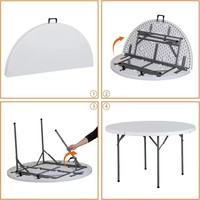 Tables rondes pliantes blanches de 6 pieds pour banquets, mariages et événements extérieurs – Idéales pour la location commerciale