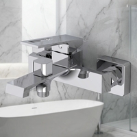 Mitigeur de douche mural, robinet de salle de bain chromé à double poignée avec inverseur pour baignoire et douchette à main