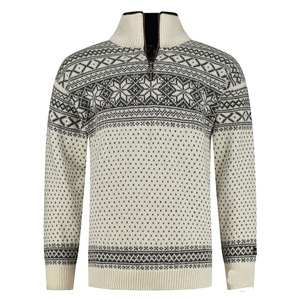 Personnalisé Oem Odm Logo Vintage Quarter Zip Vintage Col Roulé Laine Tricot Pull Tricots Pull Norvégien - Product Image 2