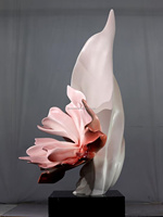 Sculpture d'art abstrait floral en résine décorative pour jardin extérieur, taille et forme personnalisées, technique de peinture