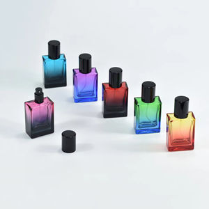 Botellas de Vidrio Vacías Cuadradas de 30 ml, Envases de Perfume al por Mayor, Color Degradado, con Pulverizador y Tapa Negra para Reenvasado de Fragancias - Product Image 1