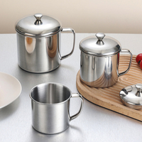 Gobelet à eau portable sans couvercle, simple paroi, en acier inoxydable 304SS, sans BPA, écologique, avec poignée, pour lait, café, classique