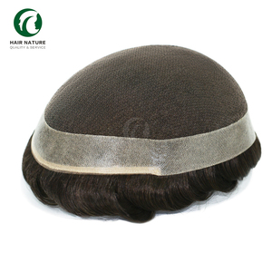 HAIR NATURE-Tupé de encaje doblado de 1/8 "<span class=keywords><strong>para</strong></span> hombre Cabello humano 130% Densidad Encaje y sistema de reemplazo de cabello de PU 6" Peluca de varios tamaños <span class=keywords><strong>para</strong></span> hombre - Product Image 2