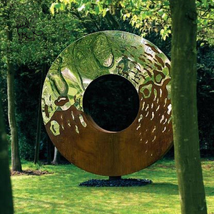 Scultura ad anello personalizzata in acciaio Corten a forma di delfino grande in metallo per progetti di paesaggistica per piazze cittadine - Product Image 5