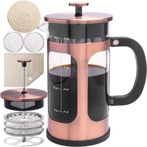 เครื่องชงกาแฟเฟรนช์เพรสแบบแก้ว คลาสสิก ทำจากสแตนเลส 304 ทนความร้อน หม้อต้มกาแฟบอโรซิลิเกตหนาพิเศษ - Product Image 1