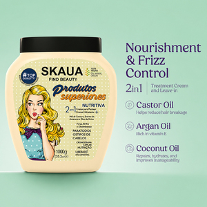 Masque capillaire sans rinçage pour cheveux secs, rêches et crépus avec huile de ricin, huile d'argan, huile de coco, pour douceur et brillance - Product Image 2